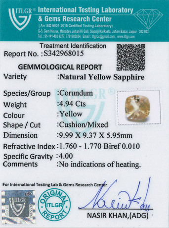 Yellow Sapphire - 4.94 Carat