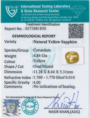 Yellow Sapphire - 4.84 Carat