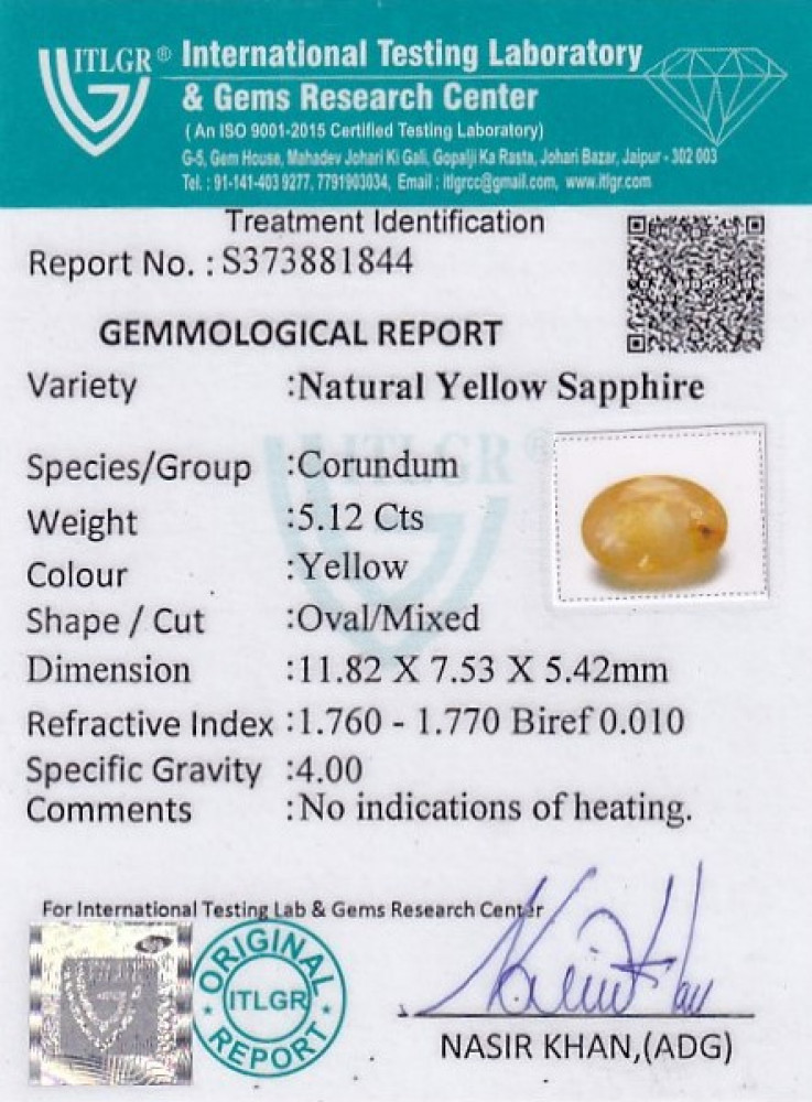 Yellow Sapphire - 5.12 Carat