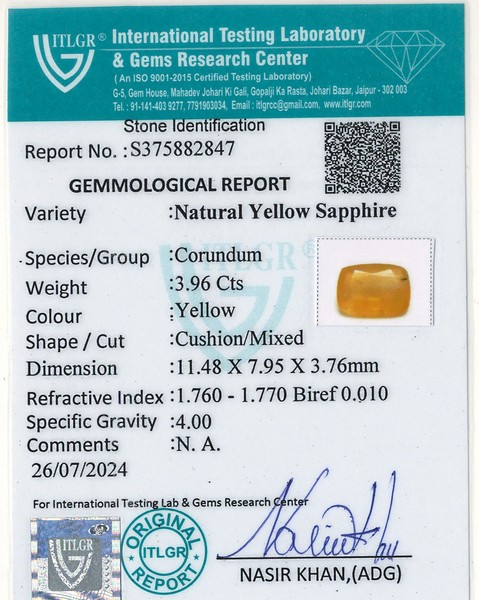 Yellow Sapphire - 3.96 Carat