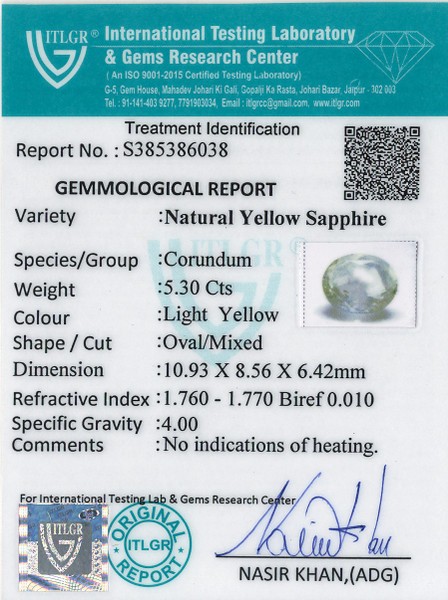 Yellow Sapphire - 5.3 Carat