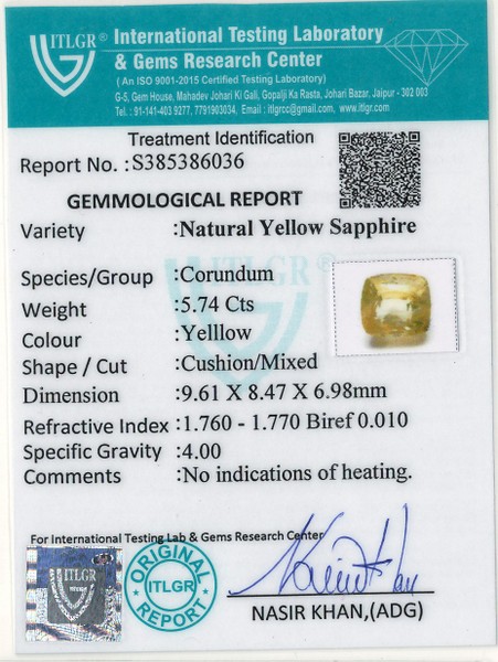 Yellow Sapphire - 5.74 Carat