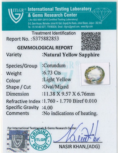 Yellow Sapphire - 6.73 Carat