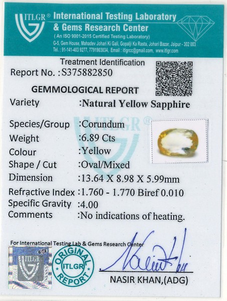 Yellow Sapphire - 6.89 Carat