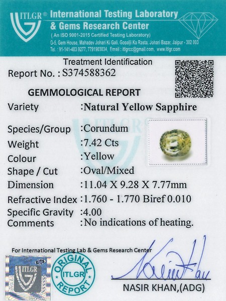 Yellow Sapphire - 7.42 Carat