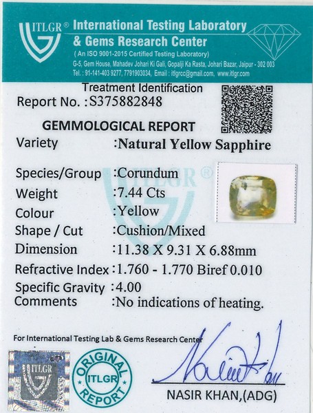 Yellow Sapphire - 7.44 Carat
