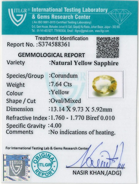 Yellow Sapphire - 7.64 Carat