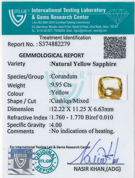 Yellow Sapphire - 9.95 Carat