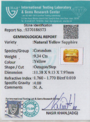 Yellow Sapphire - 9.34 Carat