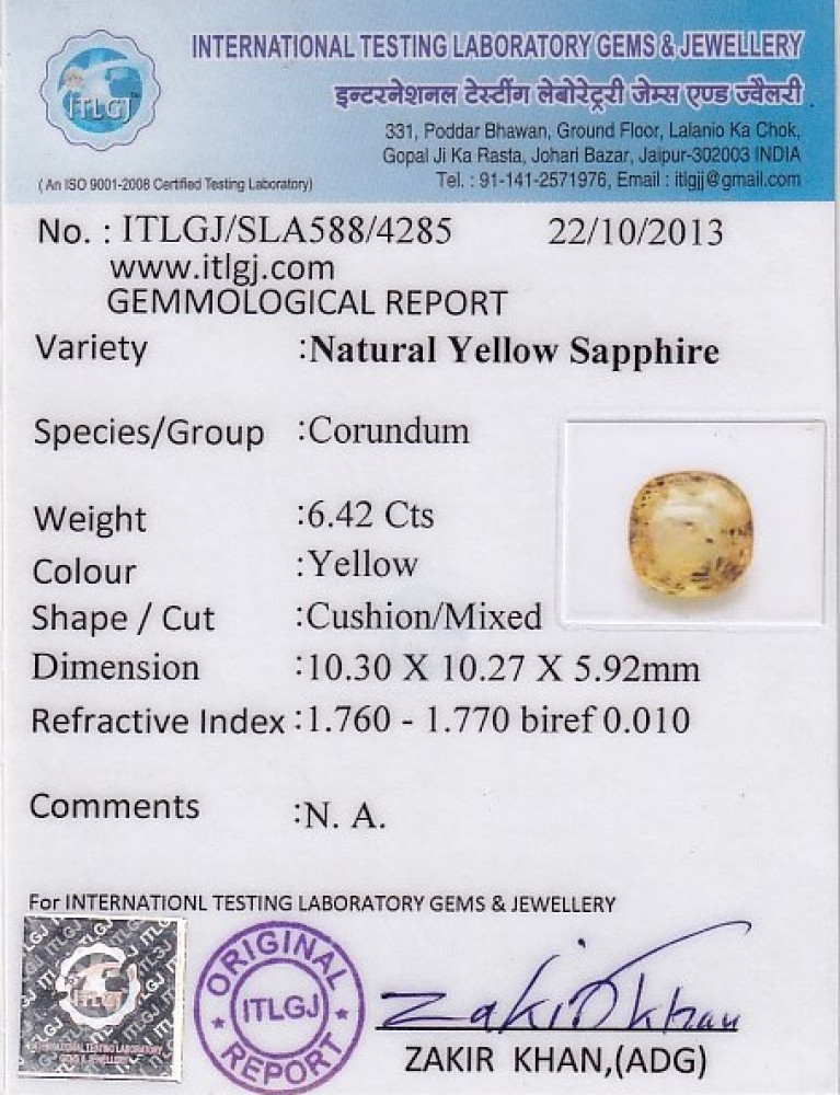 Yellow Sapphire - 6.42 Carat