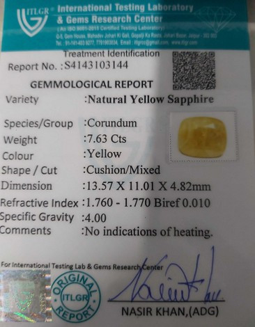 Yellow Sapphire - 7.63 Carat