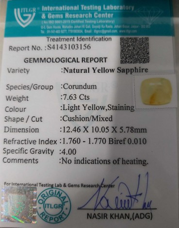 Yellow Sapphire - 7.63 Carat
