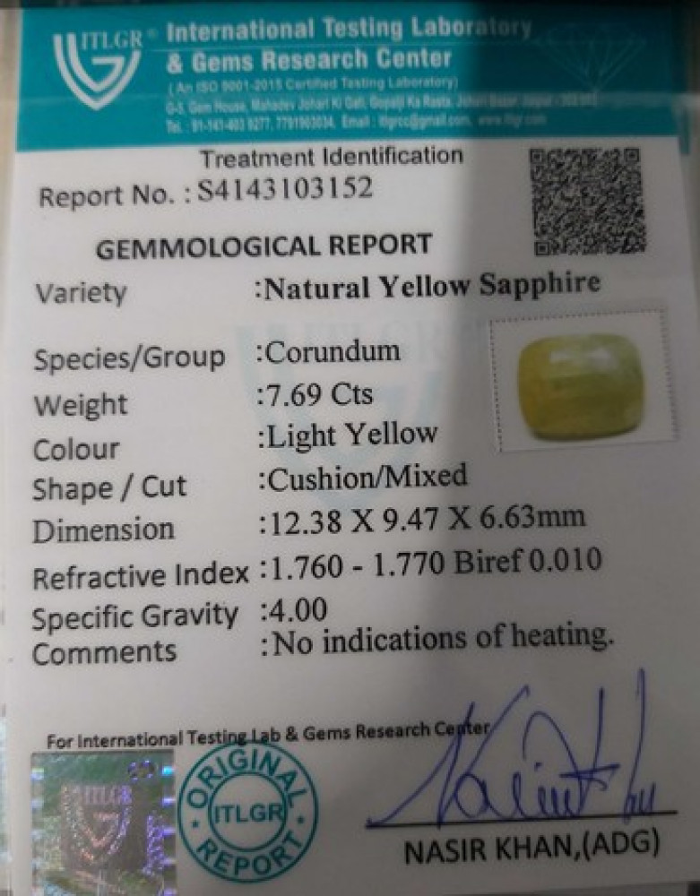 Yellow Sapphire - 7.69 Carat