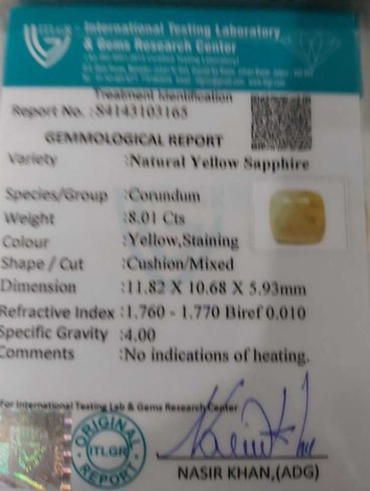 Yellow Sapphire - 8.01 Carat