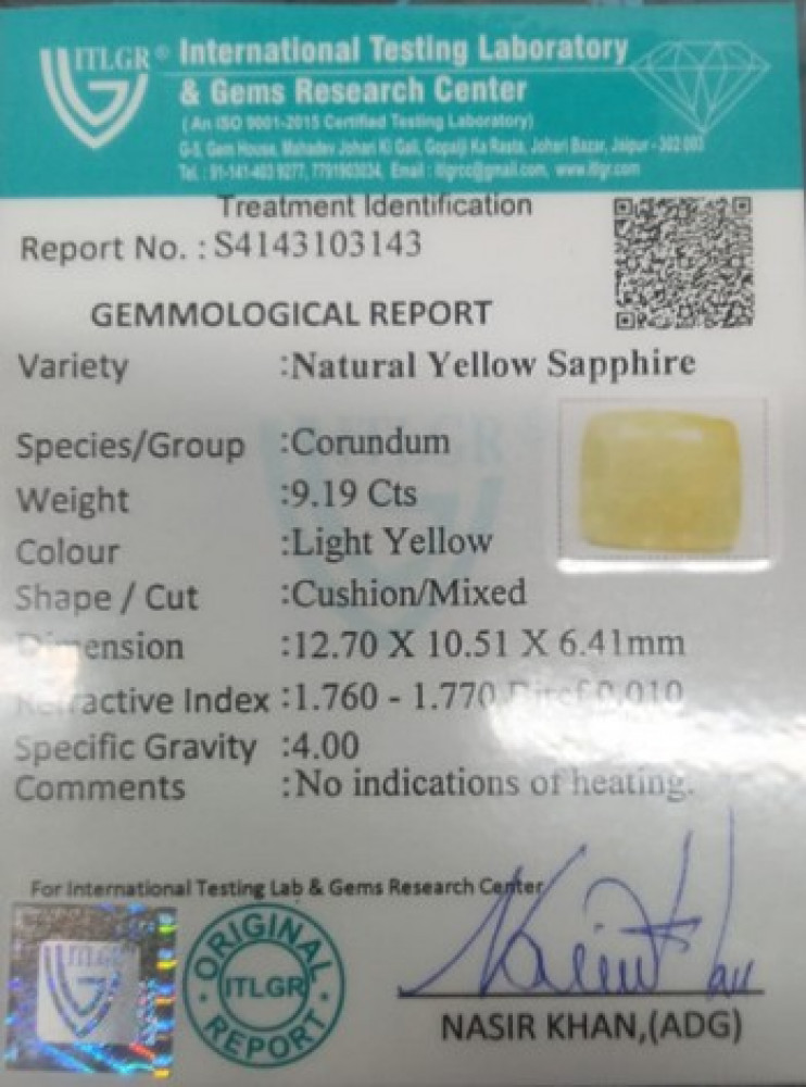 Yellow Sapphire - 9.19 Carat