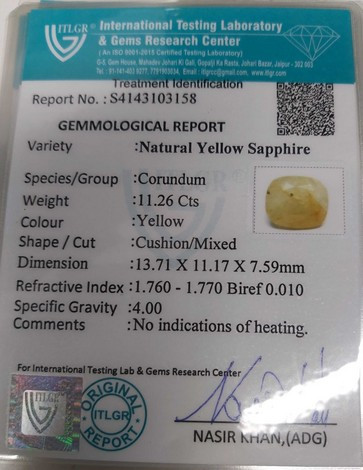 Yellow Sapphire - 11.26 Carat