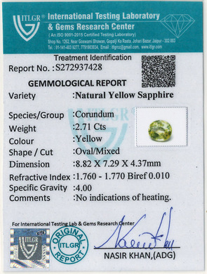 Yellow Sapphire - 2.71 Carat
