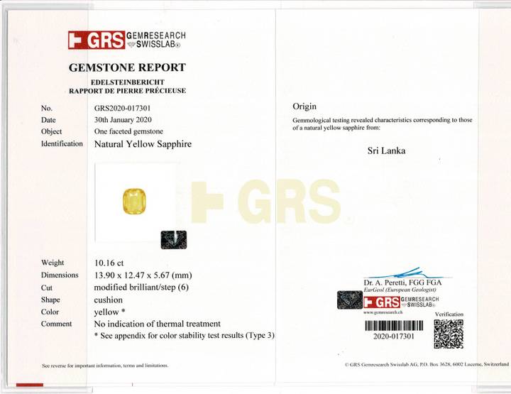 Yellow Sapphire - 10.16 Carat
