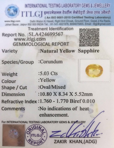 Yellow Sapphire - 5.02 Carat