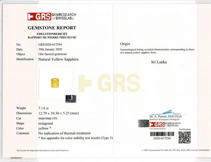 Yellow Sapphire - 7.14 Carat