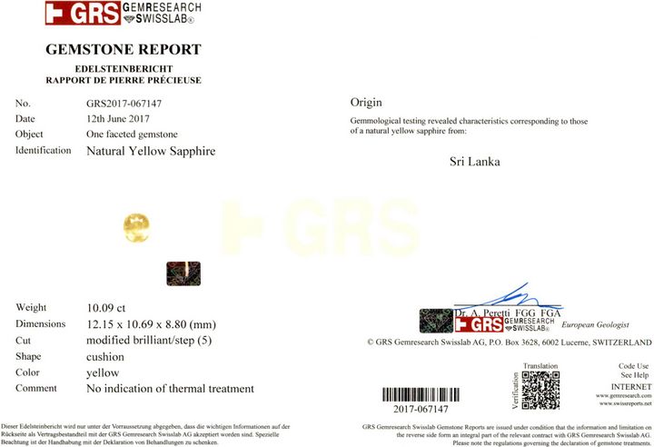 Yellow Sapphire - 10.09 Carat