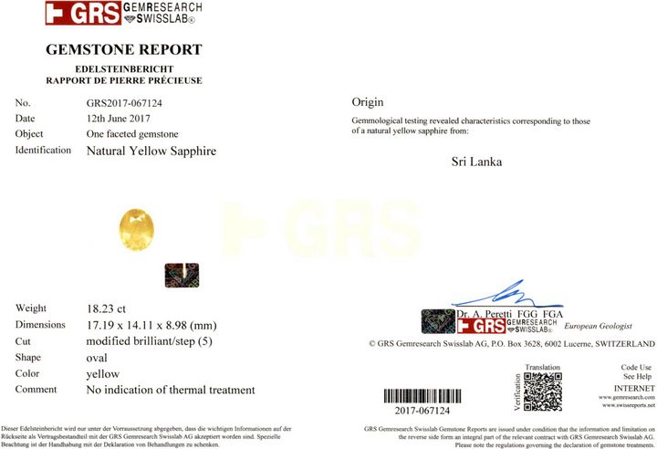 Yellow Sapphire - 18.23 Carat