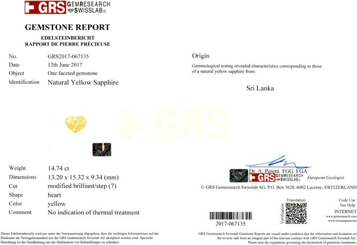 Yellow Sapphire - 14.74 Carat