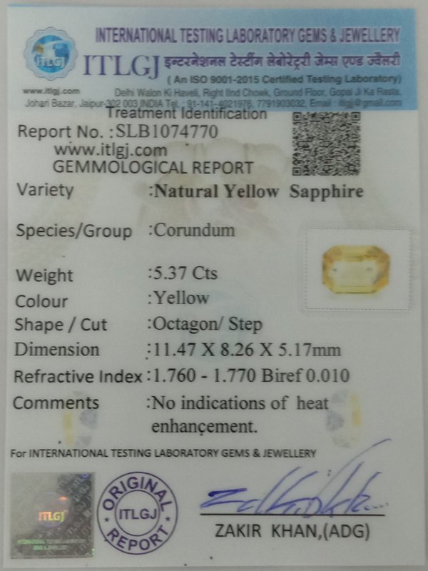 Yellow Sapphire - 5.37 Carat