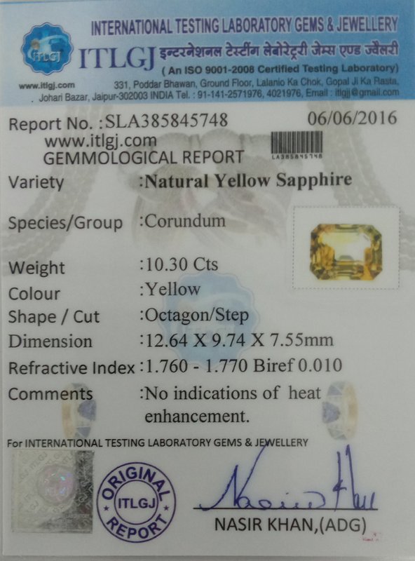 Yellow Sapphire - 10.3 Carat