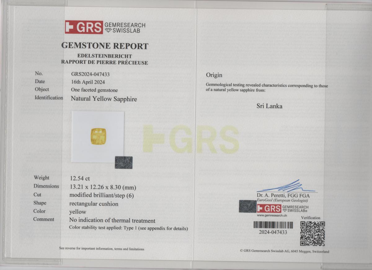 Yellow Sapphire - 12.54 Carat