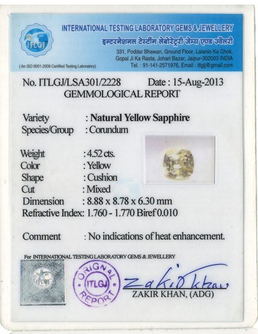 Yellow Sapphire - 4.52 Carat
