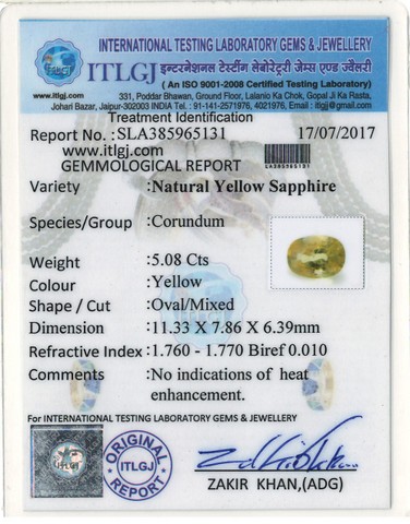 Yellow Sapphire - 5.08 Carat