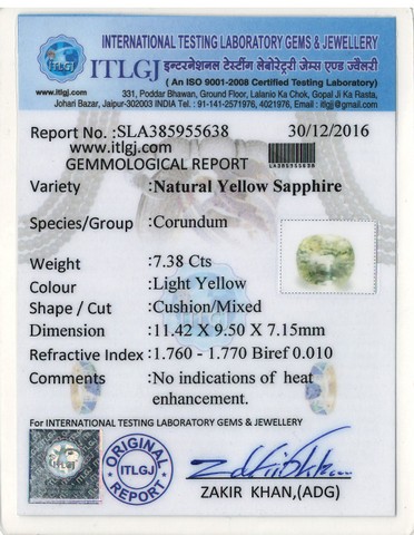 Yellow Sapphire - 7.38 Carat