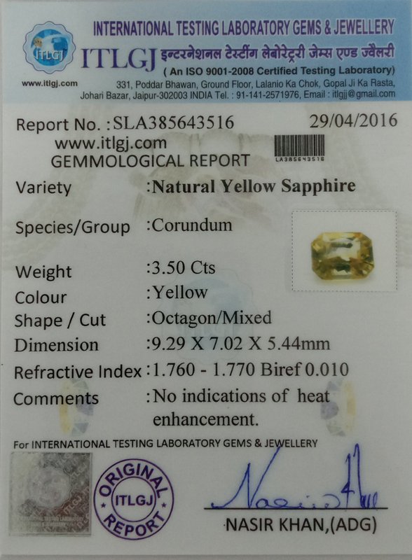 Yellow Sapphire - 3.5 Carat