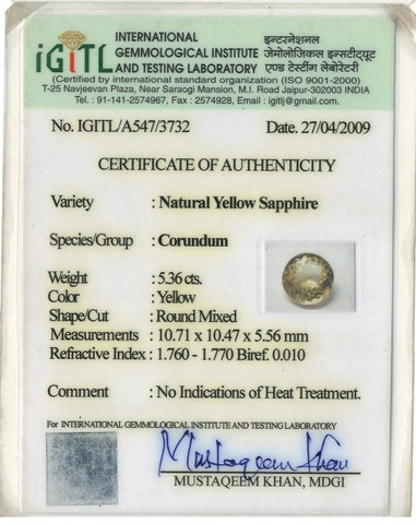 Yellow Sapphire - 4.66 Carat