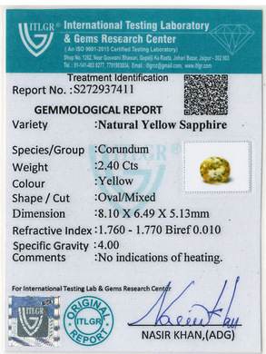 Yellow Sapphire (Pukhraj Stone) - 2.40 Carat