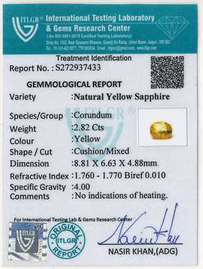 Yellow Sapphire - 2.82 Carat