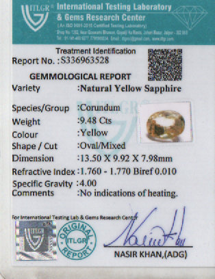 Yellow Sapphire - 9.48 Carat