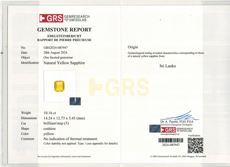 Yellow Sapphire - 10.16 Carat