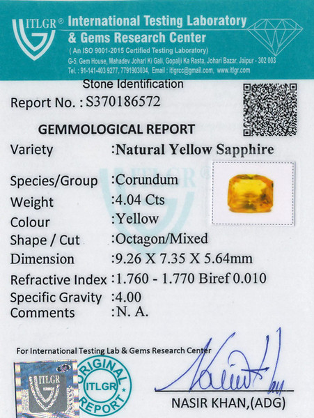 Yellow Sapphire - 4.04 Carat
