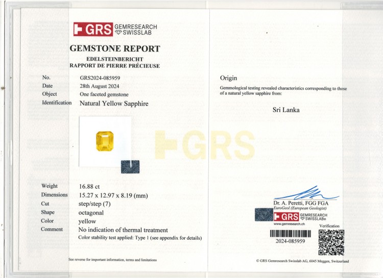 Yellow Sapphire - 16.88 Carat