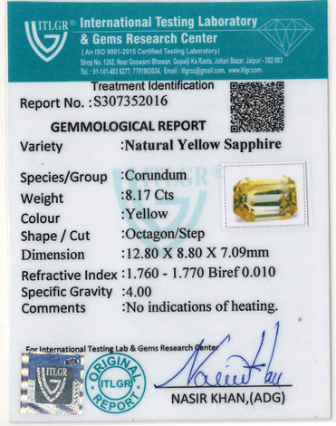 Yellow Sapphire - 8.17 Carat