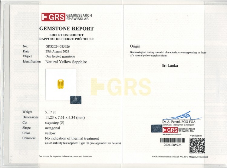 Yellow Sapphire - 5.17 Carat