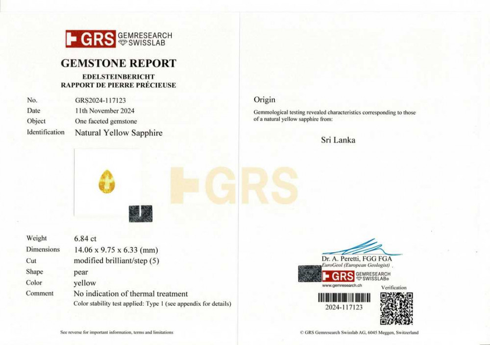 Yellow Sapphire - 6.84 Carat