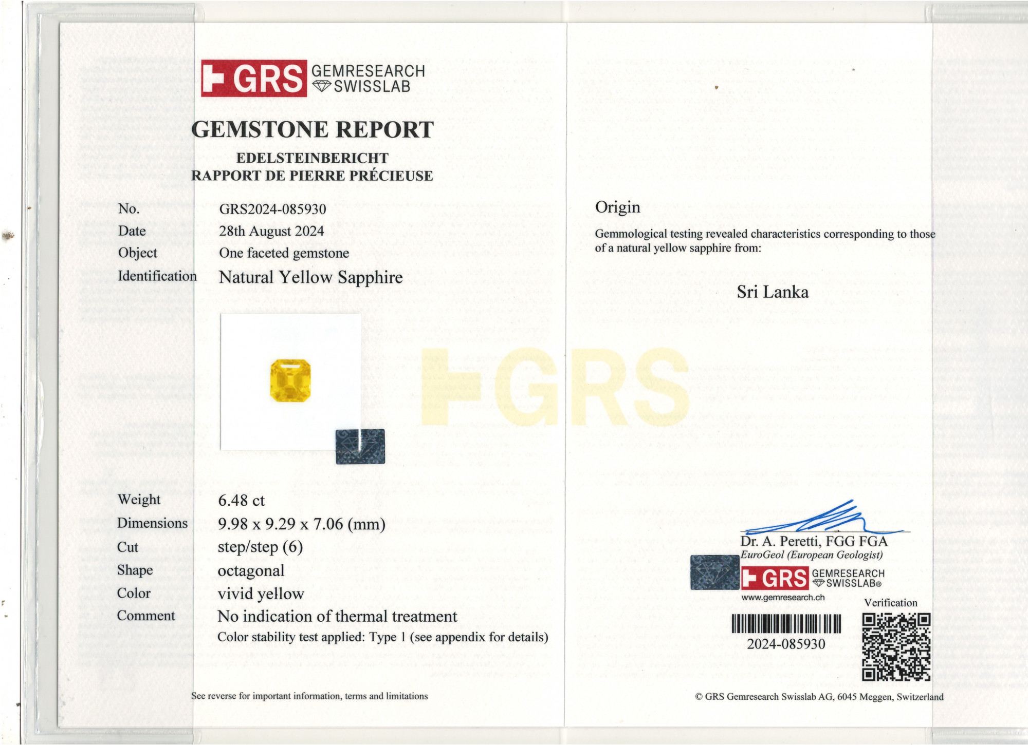 Yellow Sapphire - 6.48 Carat