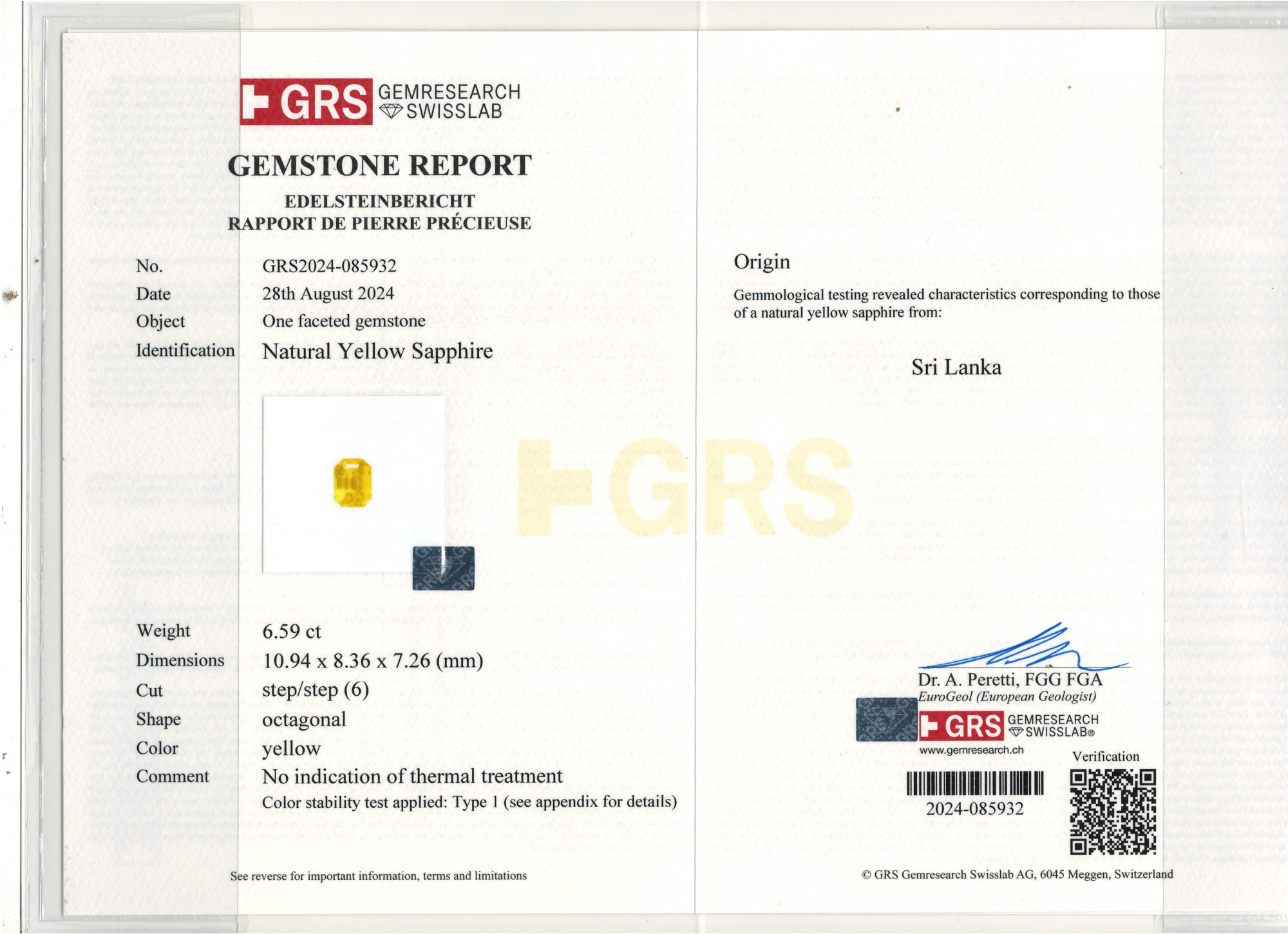 Yellow Sapphire - 6.59 Carat