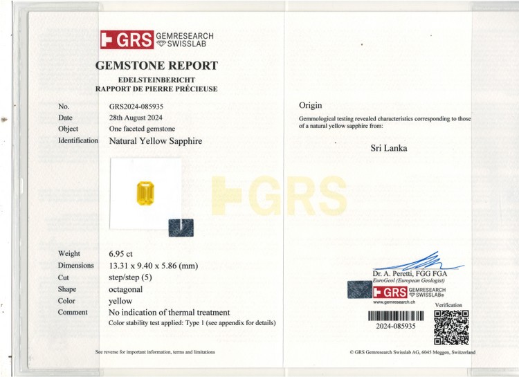 Yellow Sapphire - 6.95 Carat