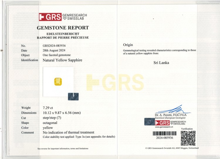 Yellow Sapphire - 7.29 Carat