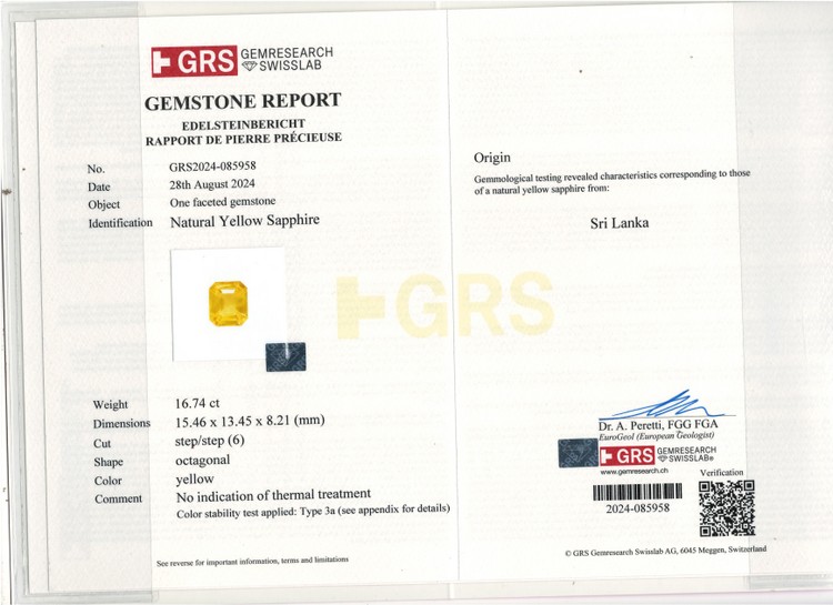 Yellow Sapphire - 16.74 Carat