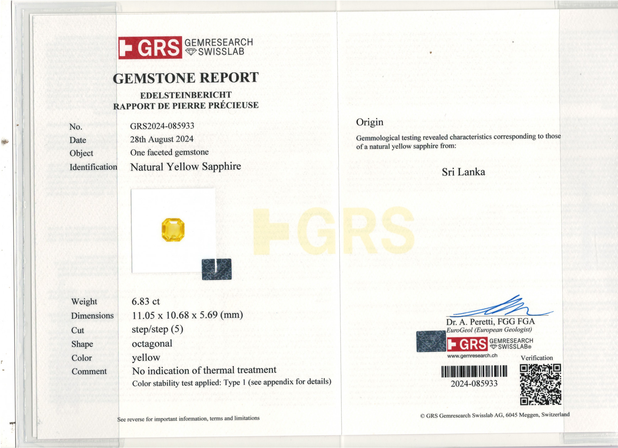 Yellow Sapphire - 6.83 Carat
